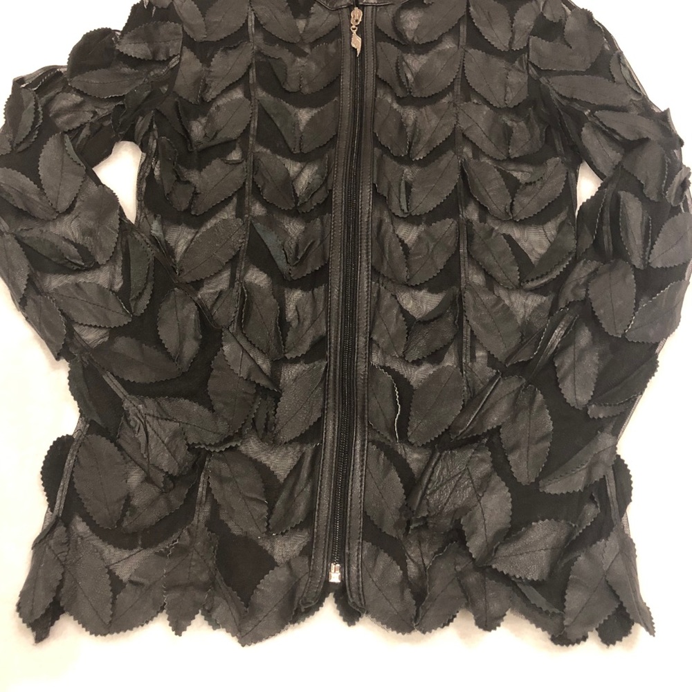 Classic Leaf Design Leather Jacket - image 6